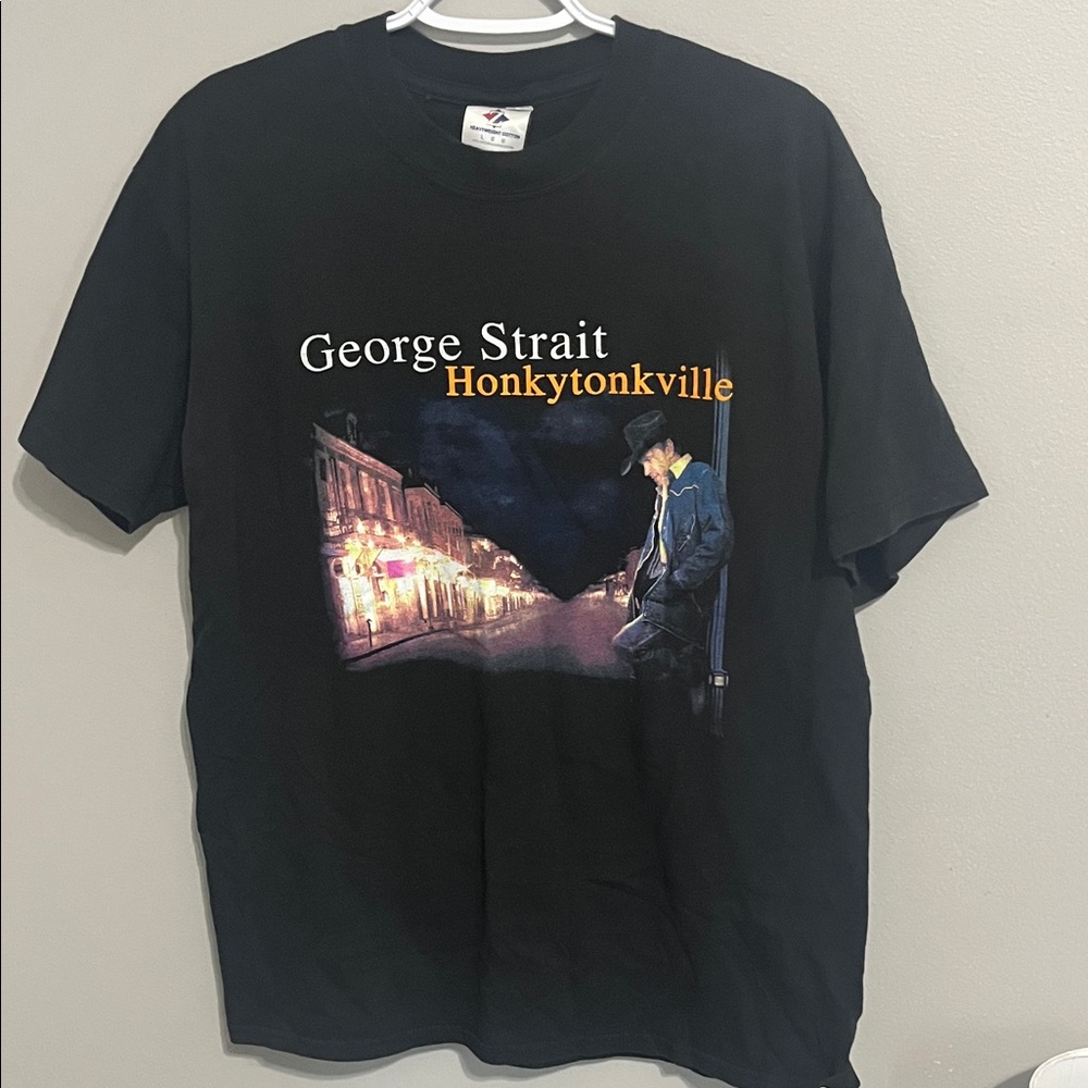 Retro George Strait Honkytonkville Black T-Shirt